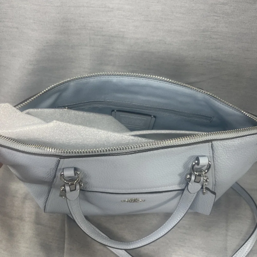 Coach Prairie Satchel Crossbody Pebble Leather Bag Pale Blue  Matching Wallet
